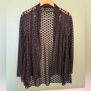 Kozan Sheer Black Polka Dot Mesh Cardigan Jacket Size S
